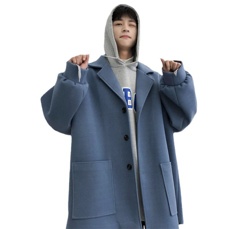 INS trench coat hombres abrigo de longitud media Otoño e Invierno estudiantes estilo coreano suelta moda guapo ropa de otoño hombres image 6