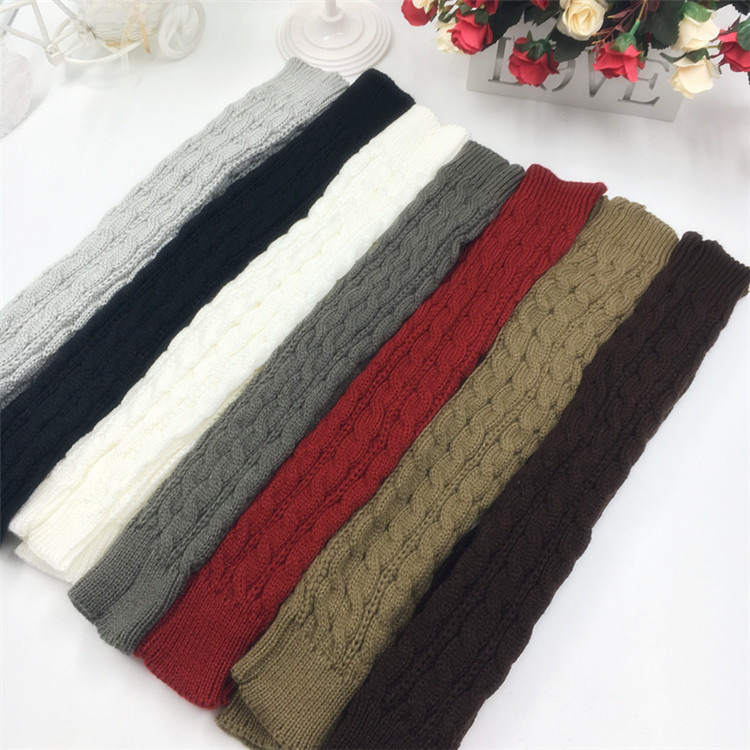 Yifan Autumn and Winter Outdoor Travel Warm Cold-proof Solid Color Twist Long Half-finger Elastic Sleeve Knitted Arm Cover for Women_voghion.com