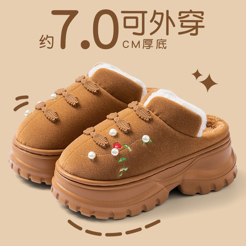 棉拖鞋女冬季包跟2025新款室内家居保暖防滑厚底毛绒月子棉鞋秋冬|undefined