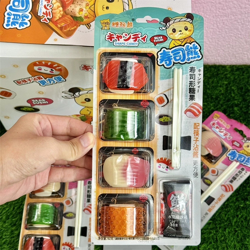 Суши медведь красная стилизованная помадка джем детские закуски оптом фруктовый микс школьный супермаркет гель игрушечный сахар