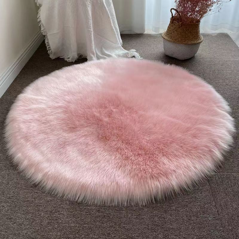 Imitation Wool Long Hair Round Carpet Living Room Carpet Floor Mat Entrance Door Carpet Bedroom Bedside Carpet Bay Window Floor Mat