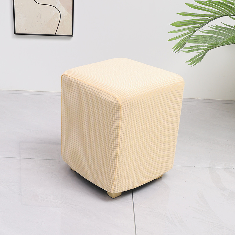 Grenzüberschreitender elastischer wasserdichter Waffelmais-Quadrat-Hocker-Bezug Staubschutz Haus Sofa All-Inclusive niedriger Hocker-Überzug