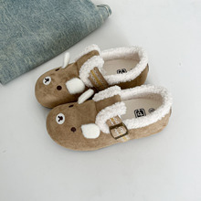 加绒保暖勃肯鞋女冬毛绒全包一脚蹬卡通棉鞋配裙懒人鞋远波2296M