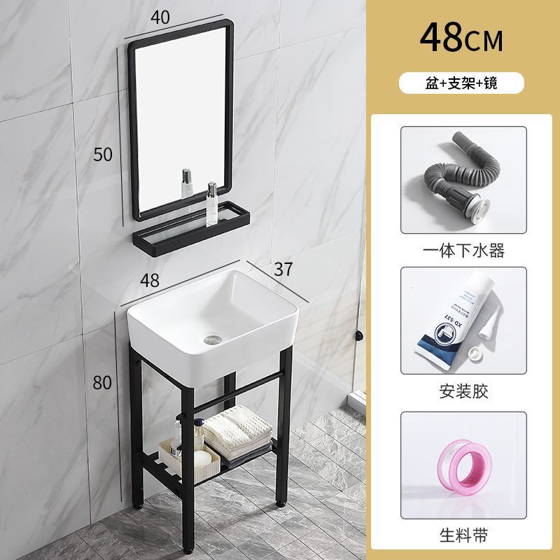 防锈卫生间易清洁小户型简装公寓落地式工程酒店洗手盆陶瓷一体盆|undefined