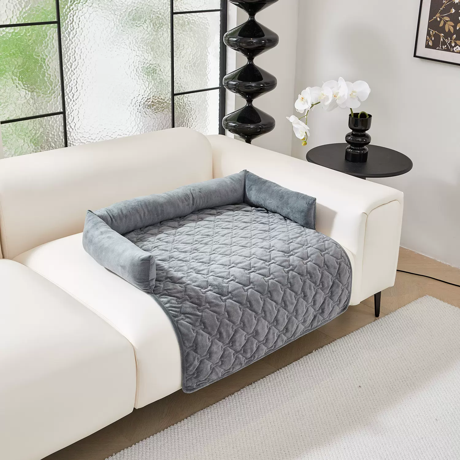 马逊新款毛绒带枕宠物沙发垫 厂家批发宠物用品猫狗狗床宠物垫