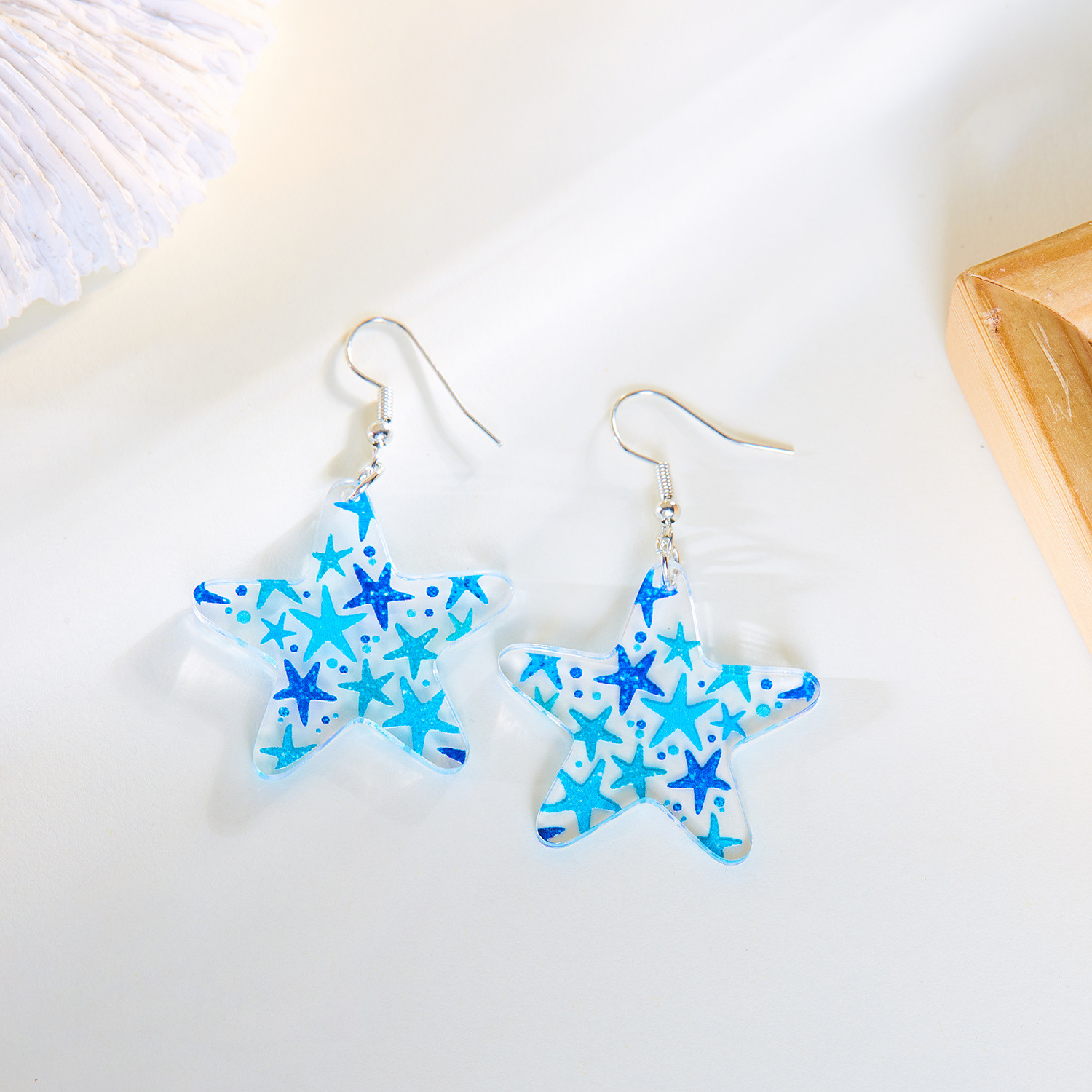 11g Weight Alloy Ear Needle Material Drop Earrings Classification 1 Pair Quantity Holiday, Daily Occasion Acrylic Material Starfish Pattern Spring&Summer Season Women's Gender Plating Design Vacation, Classic Style Style 1 Pair Vacation Classic Style Starfish Plating Acrylic Drop Earrings 7