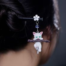 古风汉服甜美猫咪兔子发簪仙气百搭简约气质可爱动物盘发簪子配饰