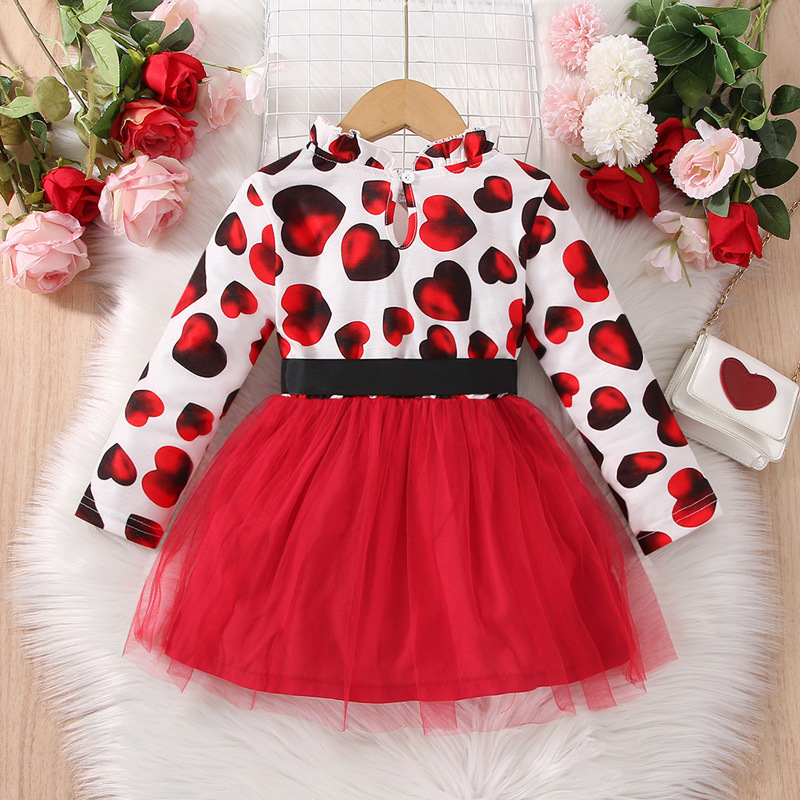 Valentine's Day Fashion Heart Shape Polyester Girls Dresses display picture 2