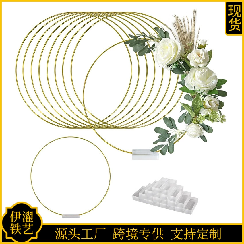 12 дюймов золотой металлический венок с прозрачной акриловой основой Рождественский венок для украшения рабочего стола Свадебная вечеринка