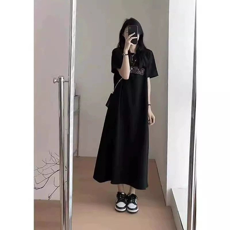 Летнее длинное платье-т shirt для отдыха, юбка, оверсайз, макси