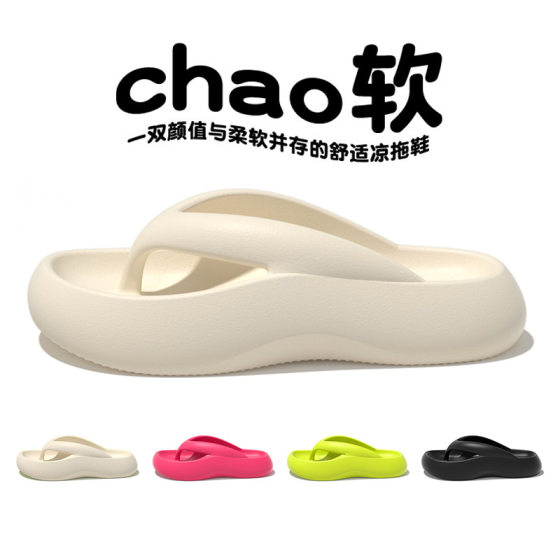 Thick-Soled Flip-Flops for Women in Summer 2025, Trendy Flip-Flops for Women to Wear Outside, Beach Shoes