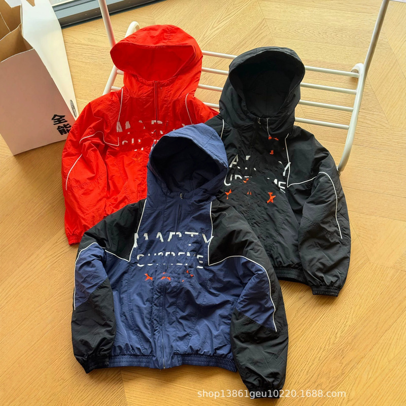 Sup's new SS26 classic casual trendy jacket with logo, letter, and star patterns on the chest, padded with cotton, unisex style