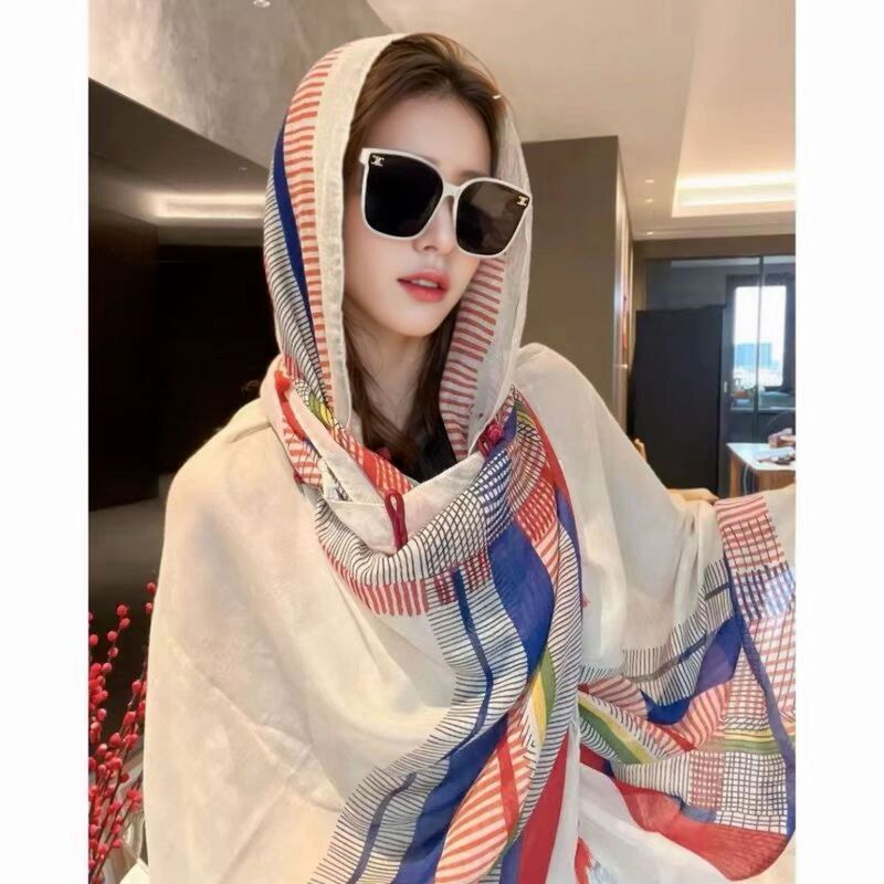 2026 New Ethnic Style Travel Shawl for Women, Sun Protection Silk Scarf, Travel Photography Beach Scarf, Thin Outer Scarf