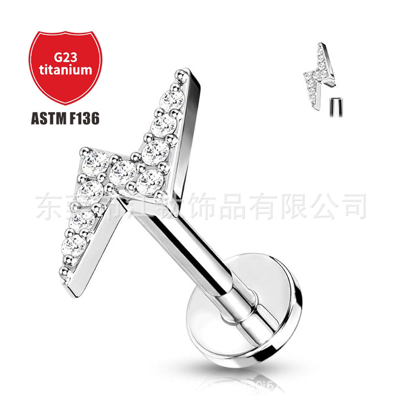 Pointed titanium steel lip stud product view