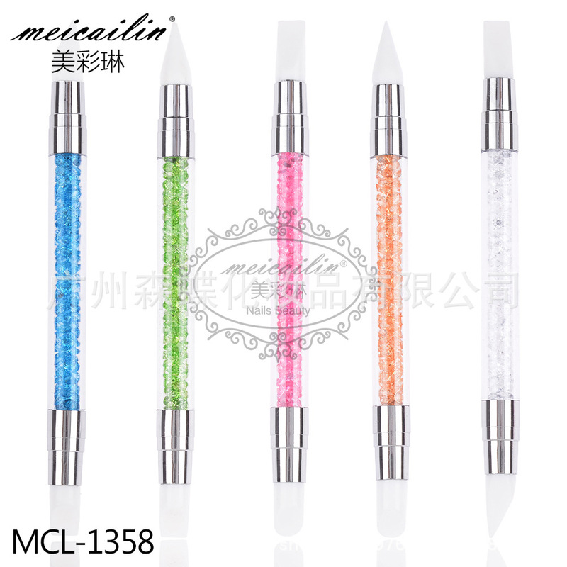 Cross-border nail art 5 sets of double-headed silicone pen engraving pen pressing pen engraving pen nail art tool set Wholesale