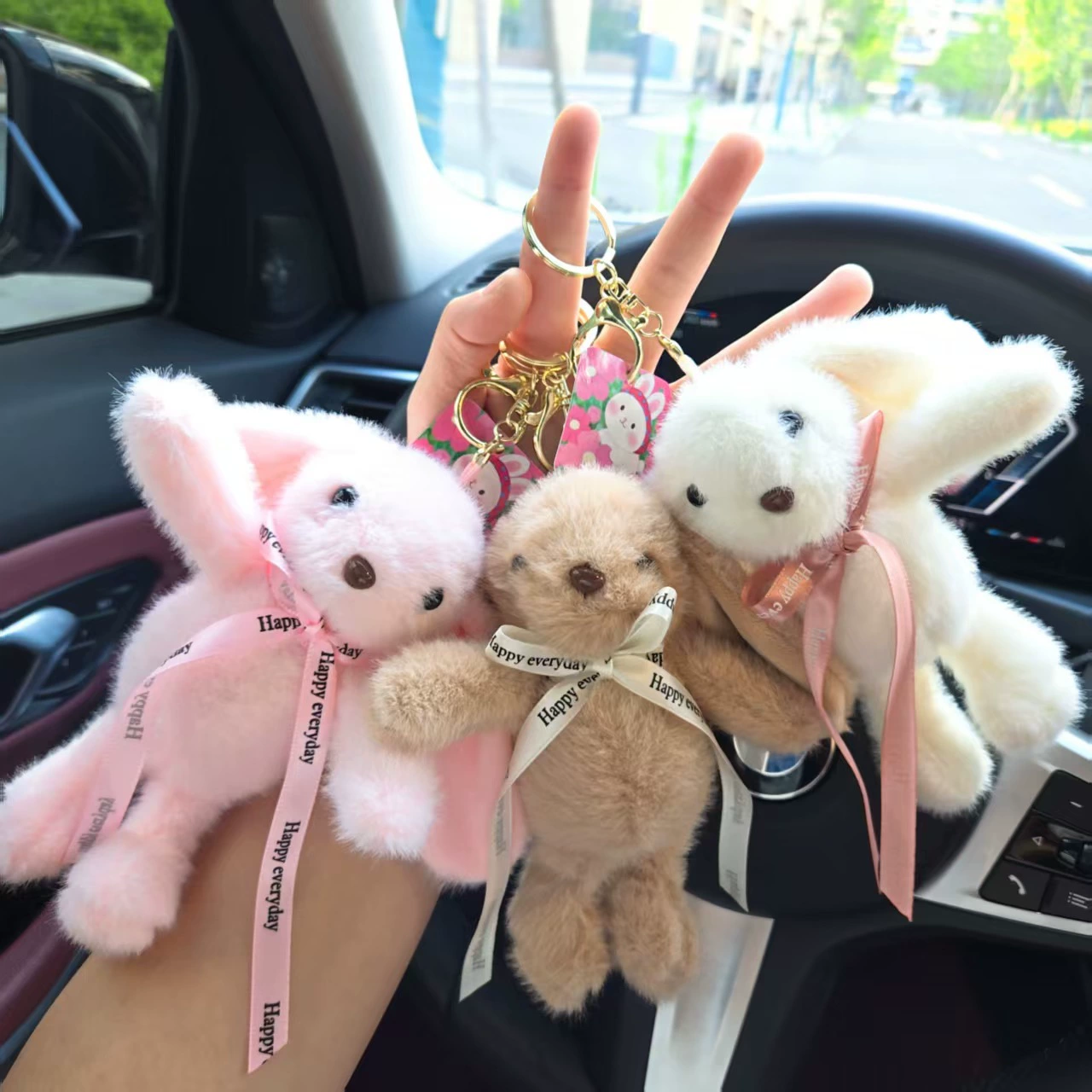 Мультяшный лесной кролик, плюшевый брелок, подвеска, милый кролик с большими ушами, кукла, сумка, подвеска, кукла