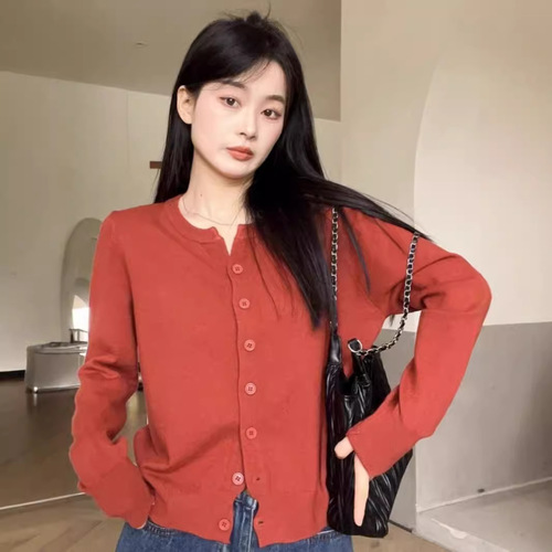 Women's Loose Fit Long Sleeve Knitted Cardigan Sweater, Casual and Versatile Outerwear Top, Thin and Luxurious