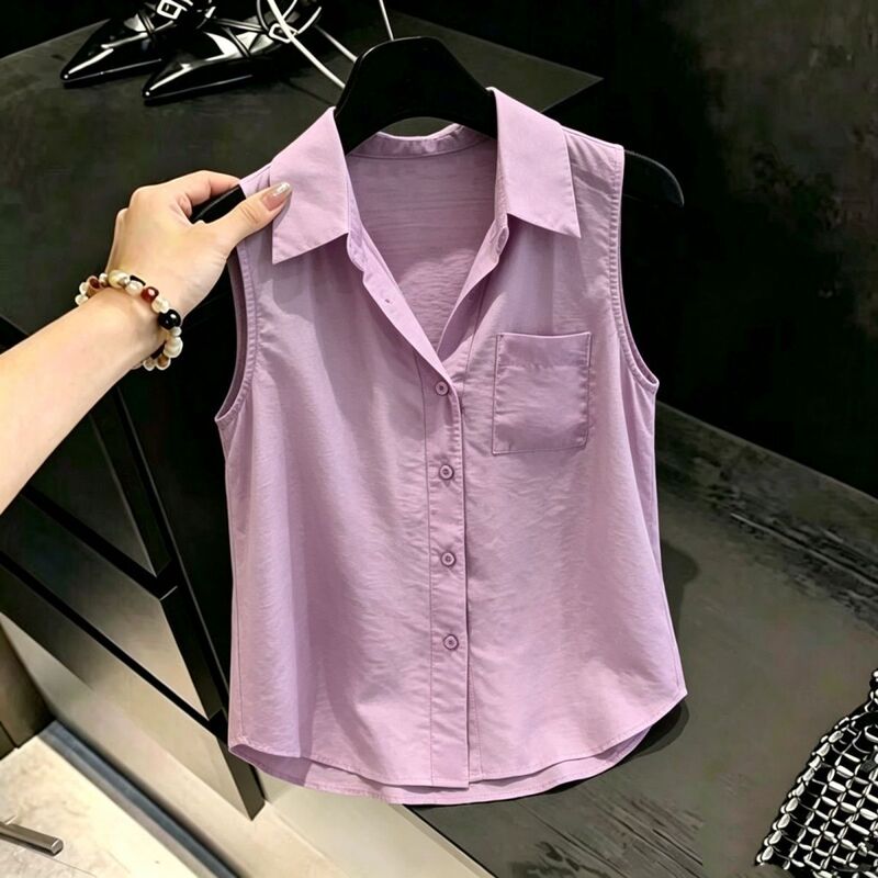 2026 Summer New Style Sleeveless Shirt, Loose Slimming Shirt, Fashionable Blouse, Age-Reducing Outerwear, Sleeveless Shirt 2026 Summer New Style Sleeveless Shirt, Loose Slimming Shirt, Fashionable Blouse, Age-Reducing Outerwear, Sleeveless Shirt