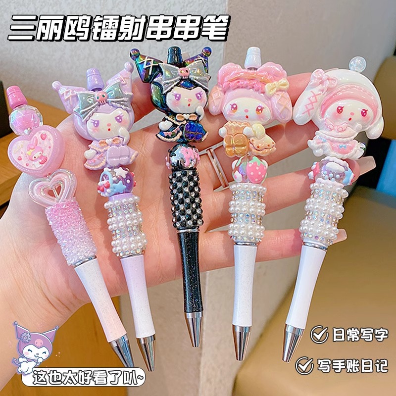 Sanrio cristal flash pencil giratorio negro hermosa chica chica bolígrafo princesa dibujos animados bolígrafo