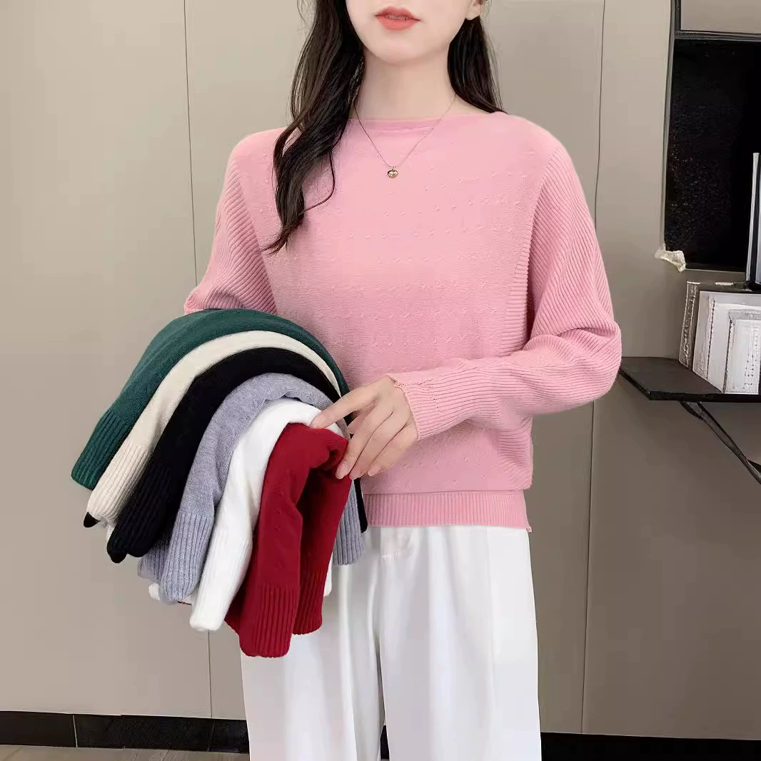 Женская трикотажная рубашка с рукавом летучей мыши