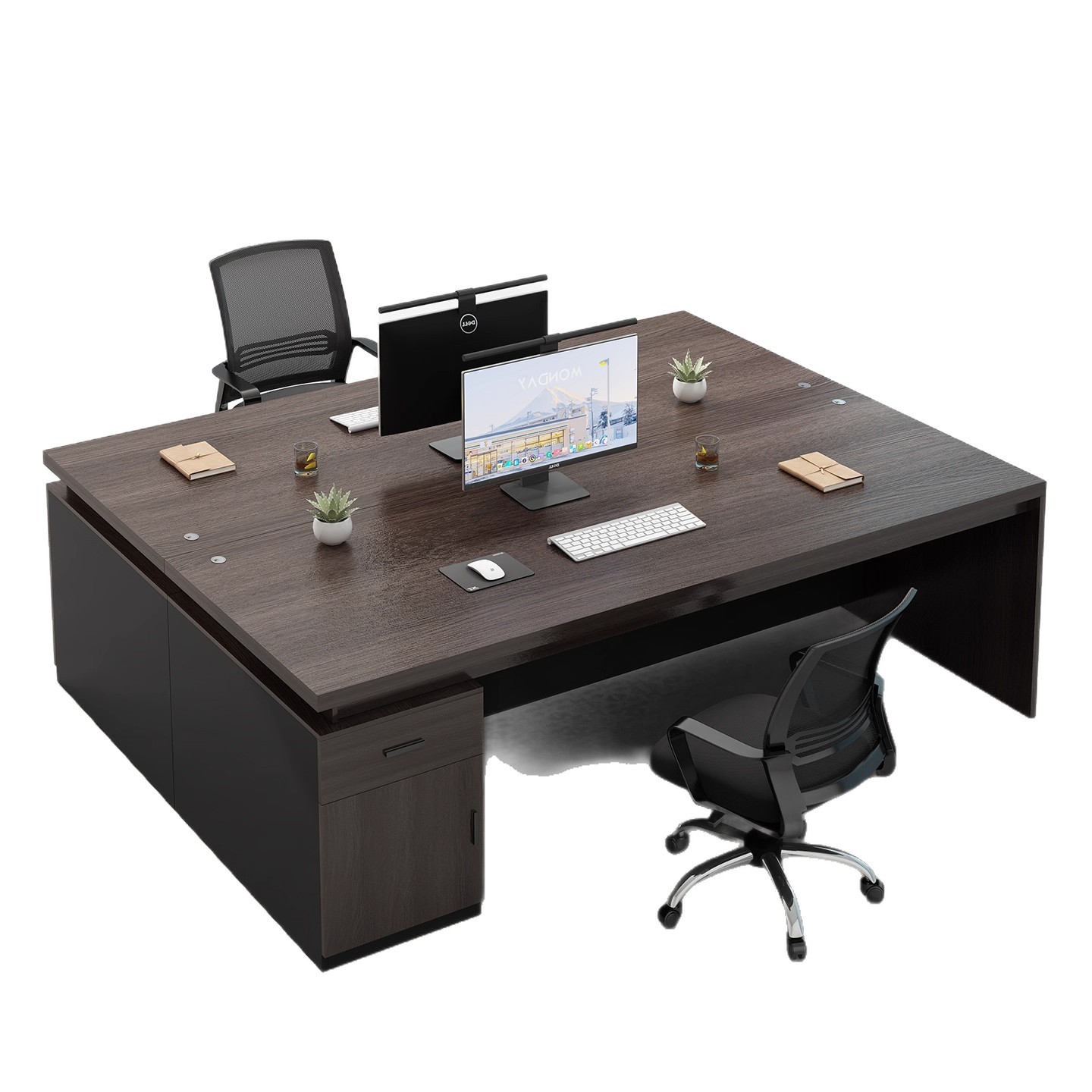 Mesa de oficina doble cara a cara mesa de oficina combinación con cajón mesa de trabajo 2 mesa de computadora financiera para dos personas