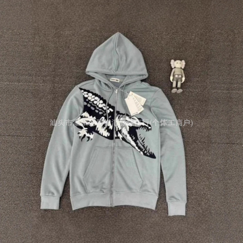 European and American Trendyy Autum Street Sports Sweatshirt American Crocodile Pattern Loose Casual Cardigan Sweatshirt (Pre-Sale)