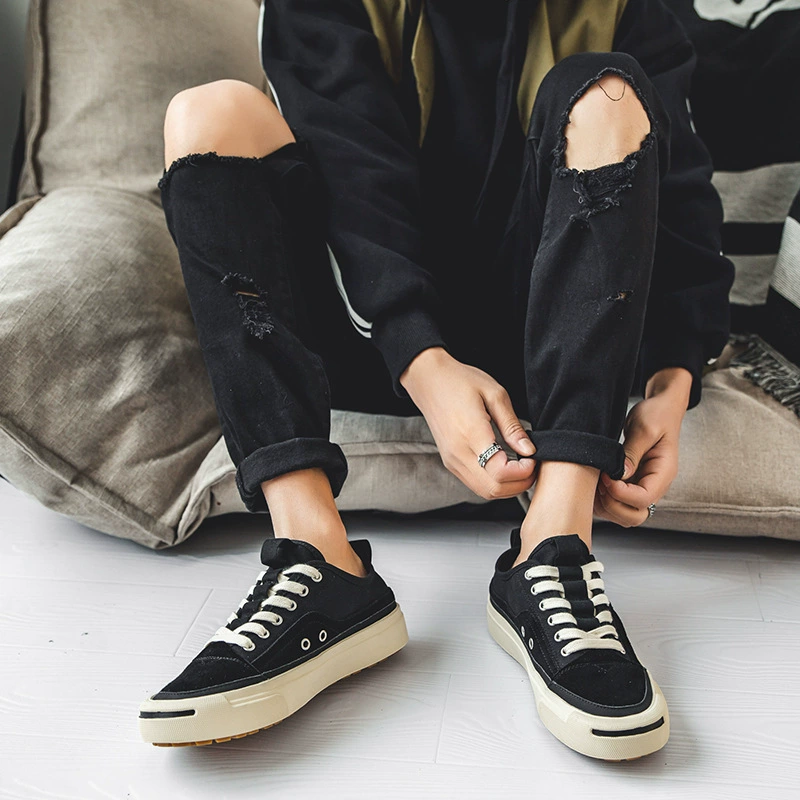 Мужская парусиновая обувь, осенняя повседневная обувь нового дизайна Joker, дышащая скользящая мужская обувь на толстой подошве с низким верхом, обувь оптом