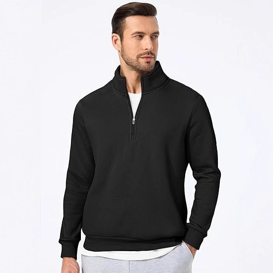 Men's Quarter-Zip Stand Collar Sweatshirt Casual Long Sleeve Men's Winter Autumn Warm Top