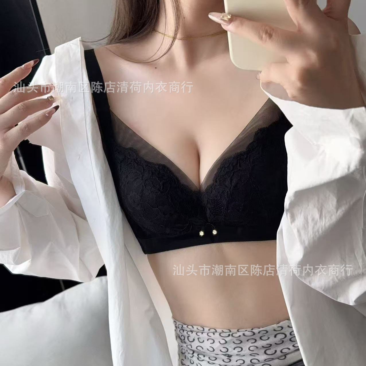 聚拢新款网纱透气中厚杯内衣女士小胸聚拢提拉收副乳防下垂文胸