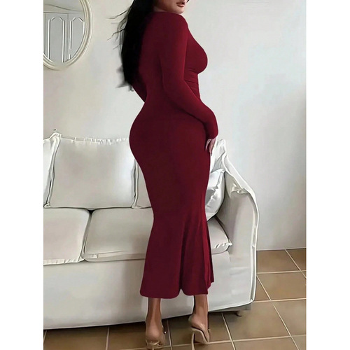 New European and American Autumn/Winter Independent Website Slim-fit Long Tight Hip-hugging Fishtail Women's Dress