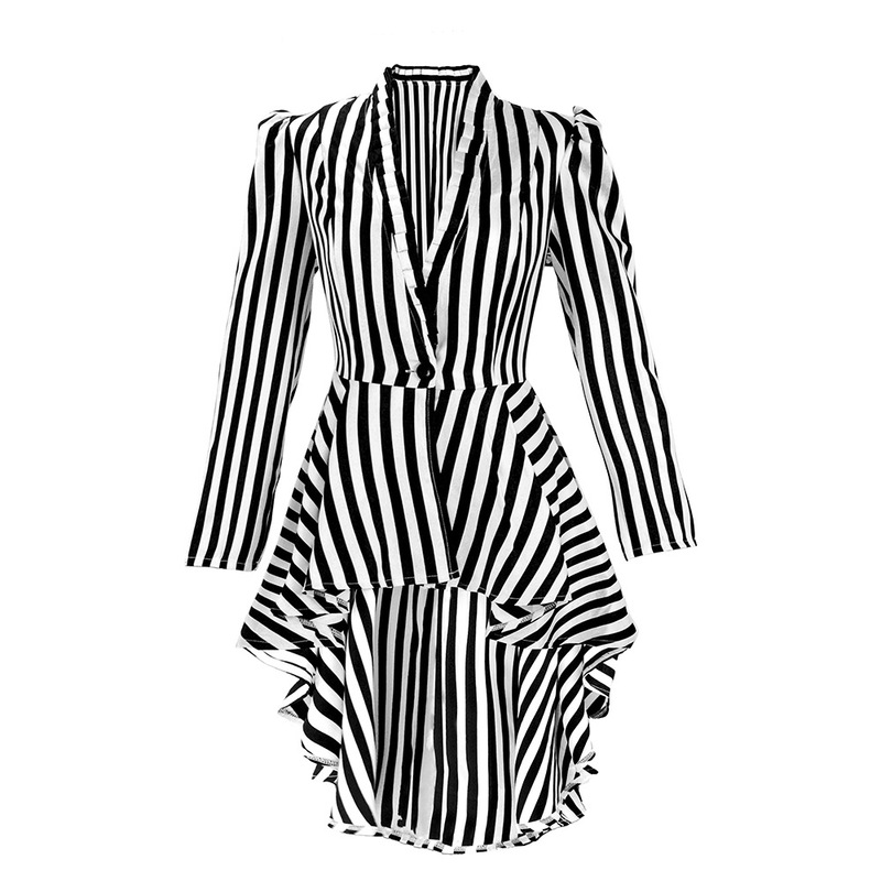 Cross-Border Export Hot-Selling Medieval Steampunk Victorian Retro Asymmetrical Stripesd Jacket Tuxedo