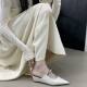 French-style Heightened Baotou Half Slippers Women's Shoes Outer Wear 2025 Spring/Summer Elegant Pointed silver Mary Jane Shoes