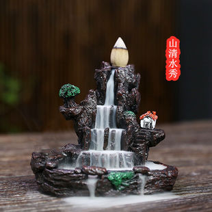 [Free Sandalwood] Natural Sandalwood Backflow Incense Burner Agarwood Incense Burner Home Indoor Deodorizing and Deodorizing Creative Ornaments
