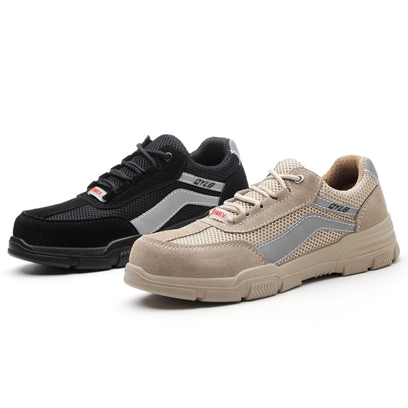 Cross-border protective safety shoes with mid-sole casual sports protective breathable mesh anti-puncture anti-strike protective shoes