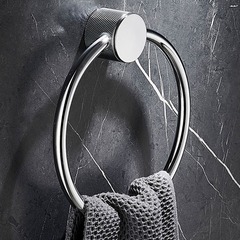 All-copper towel ring with patterned towel hook, luxurious electroplated round towel rack, wall-mounted bathroom circular towel ring