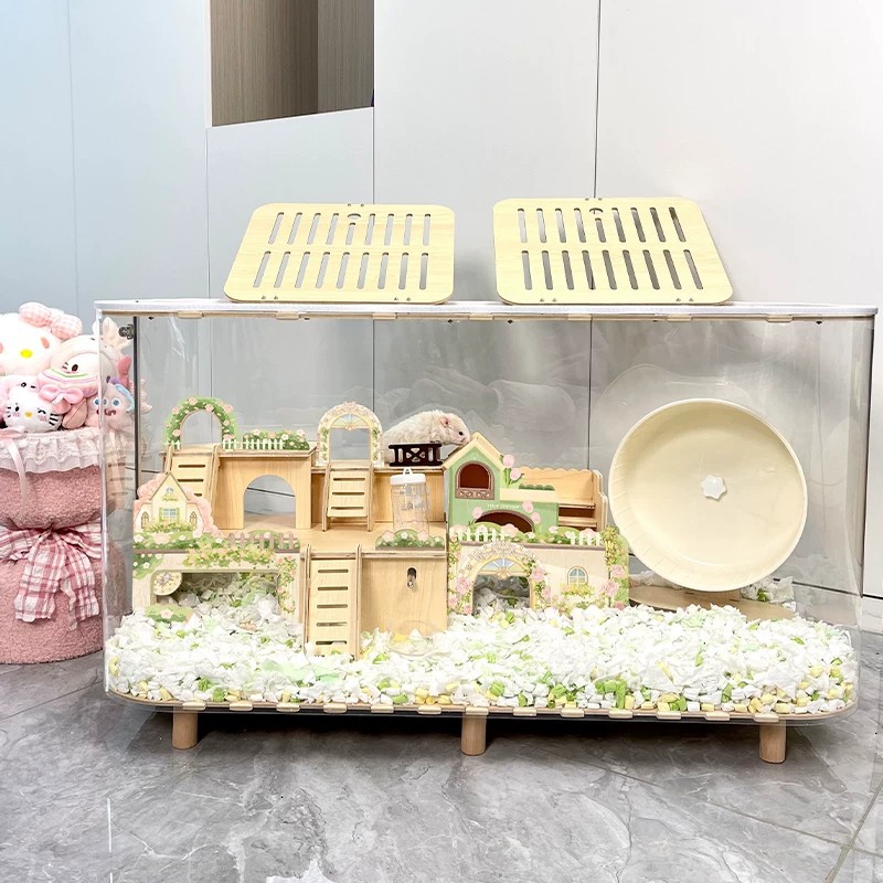 80 sm Qızıl Hamster Üçün Aypara Qəfəs - Geniş Yaşayış Evi