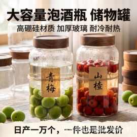 泡酒密封罐荔枝青梅杨梅酒瓶自酿酒果酒酒桶高硼硅大号玻璃瓶批发