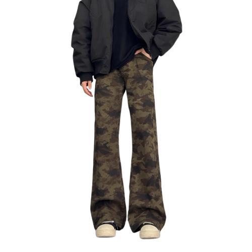 Primavera y otoño de 2025 estilo americano de moda vintage de moda japonesa vaqueros de color camuflado simple image 3