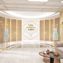 网红直播间背景墙3d立体壁纸高级感主播壁画高端女装墙纸服装墙布