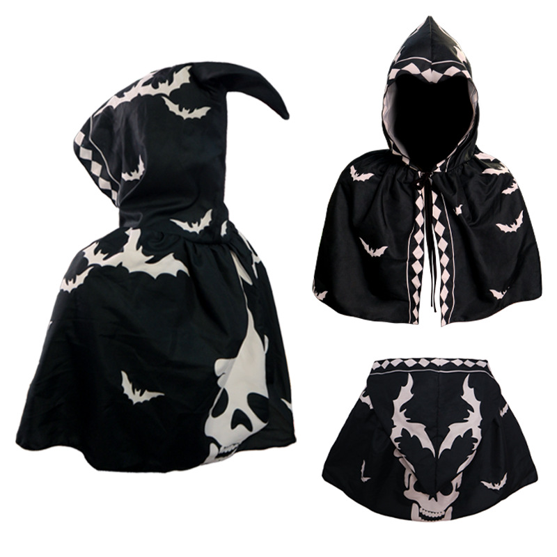 Halloween nueva capa con capuz capa cosplay ropa de maquillaje impresión digital de punto de tela de abrigo