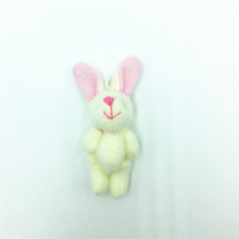 5CM卡通迷你关节拉毛小兔子毛绒玩具服装发饰花束喜糖盒礼品