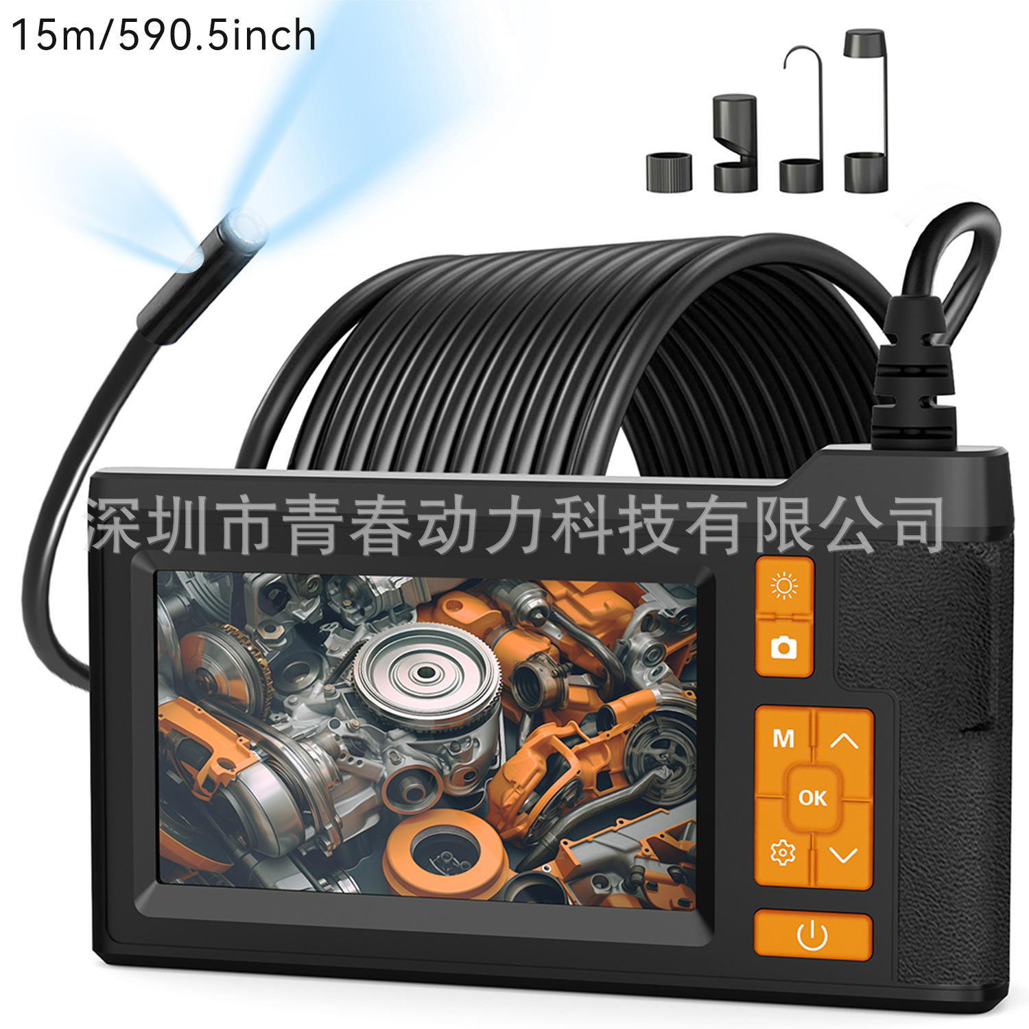 Dual lens industrial endoscope, 1080P HD, IP67 waterproof