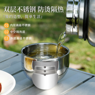 Stainless Steel Outdoor Cup Tea Cup Shaving Cream Bowl Hollow Anti-Scalding Cross-Border Special Foam Bowl with Lid Anti-Scalding Portable