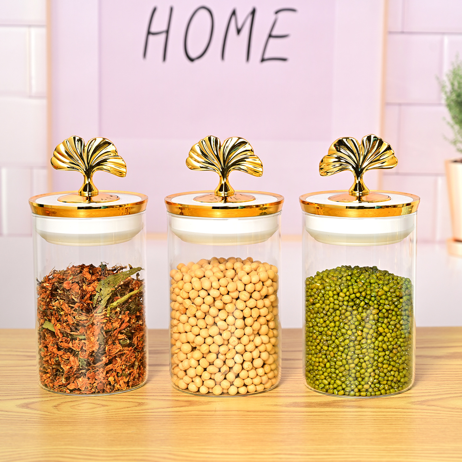 Creativo nuevo lujo luz vidrio condimento tarro hogar traje cocina granos vidrio sellado tarro fábrica al por mayor