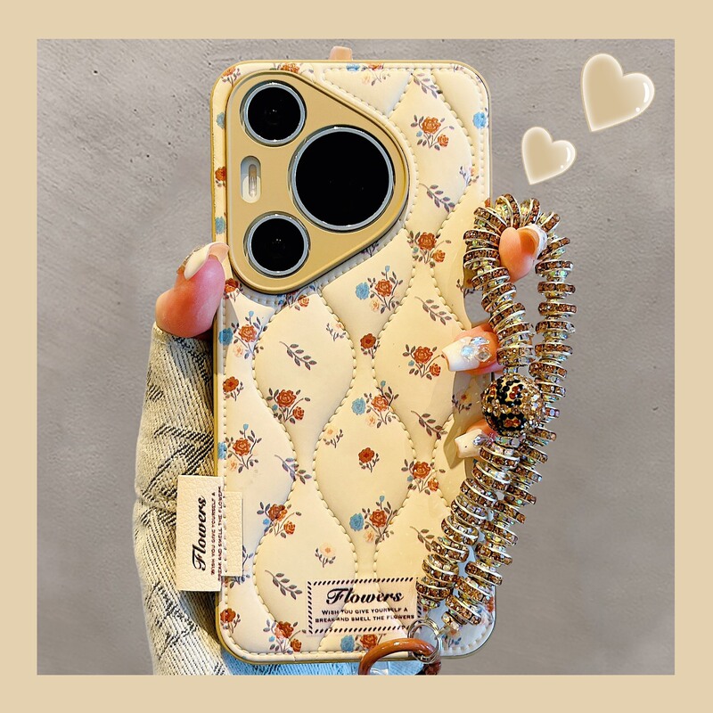 For Huawei pura70pro New Mobile Phone Case mate60pro Chanel Style Down Jacket Leather Red and Blue Flower Mate40 \50pro All-inclusive Drop-resistant Women For Huawei pura70pro New Mobile Phone Case mate60pro Chanel Style Down Jacket Leather Red and Blue Flower Mate40 \50pro All-inclusive Drop-resistant Women