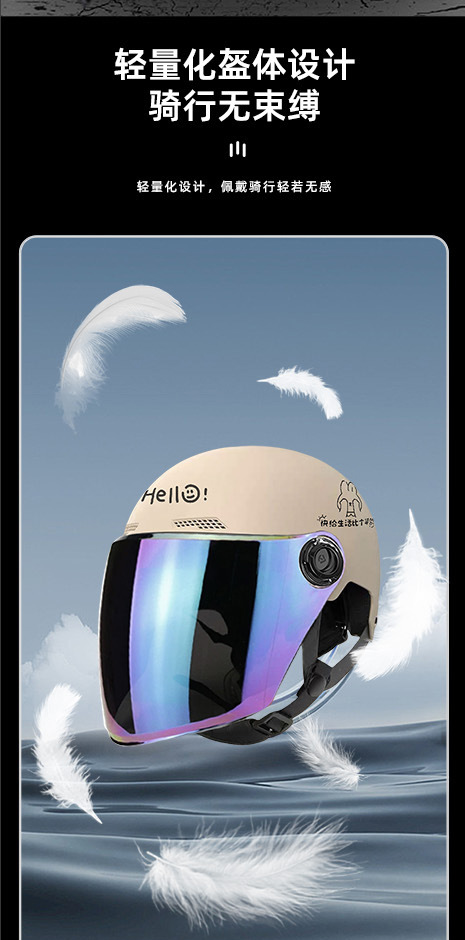3C Certified Electric Vehicle Helmet, Impact-Resistant, Sun-Proof Half Helmet for Men and Women, Motorcycle Helmet for All Seasons, Lightweight Safety Helmet Hd