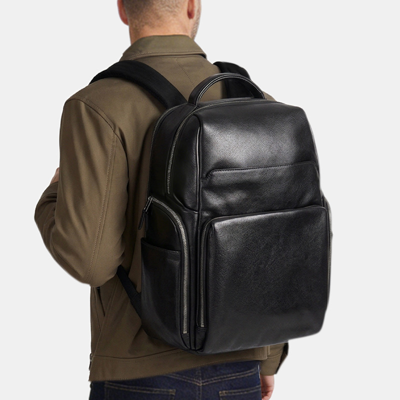 Hummer Paul Storage Bag Men's First-Layer Cowhide Business Backpack Large Capacity Men's Genuine Leather Backpack for Business Commuting