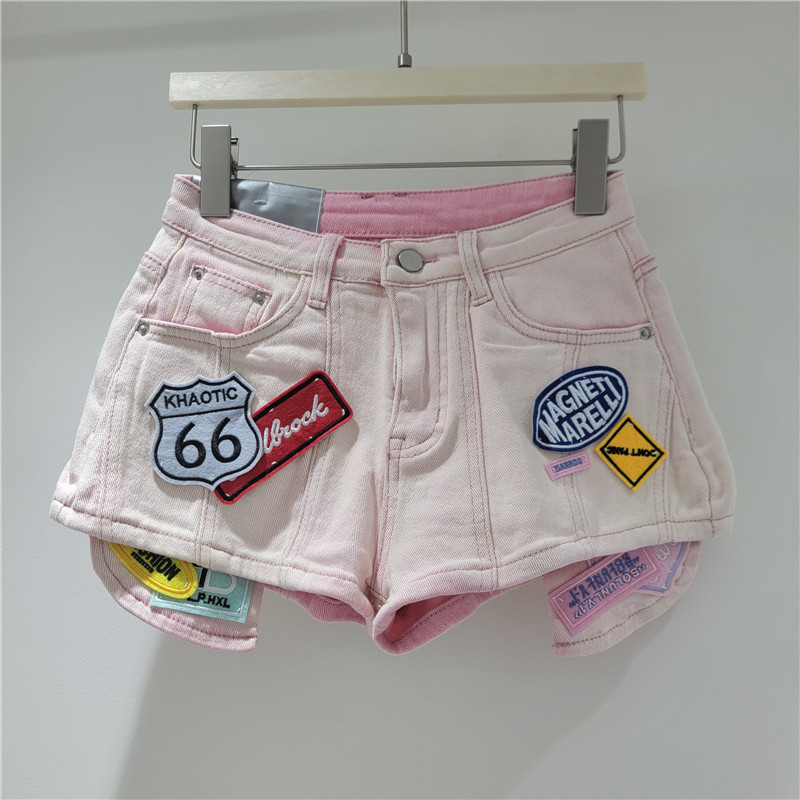 Shorts de Mezclilla de Cintura Alta con Parches Bordados para Verano image 2