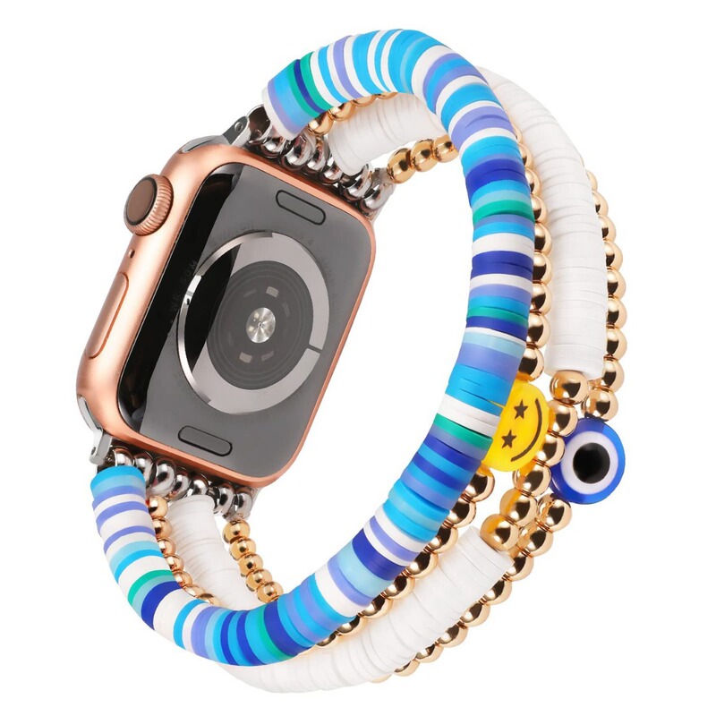 アップルのapple watchの腕時計の女性のかわいいファッションの多彩な弾力性の夏のビーチのビーズのブレスレットを適用します。|undefined