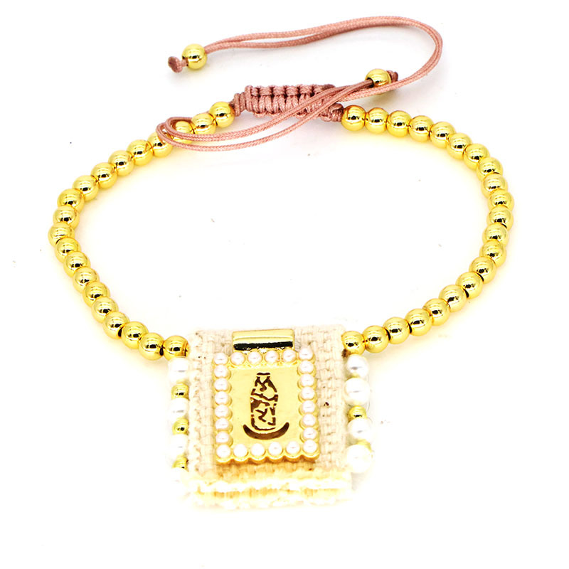 Imitation Pearl, Cloth, rope, Copper Material Vintage Style Classic Style Virgin Mary Imitation Pearl Cloth Rope Ball Chain Stretch Adjustable String Bracelets Wholesale